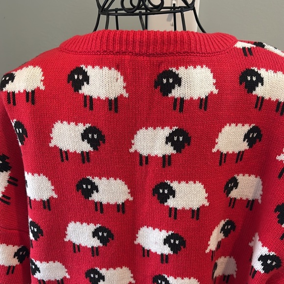 Cupcake clothing THE sheep sweater red/black/white size large - Picture 6 of 12